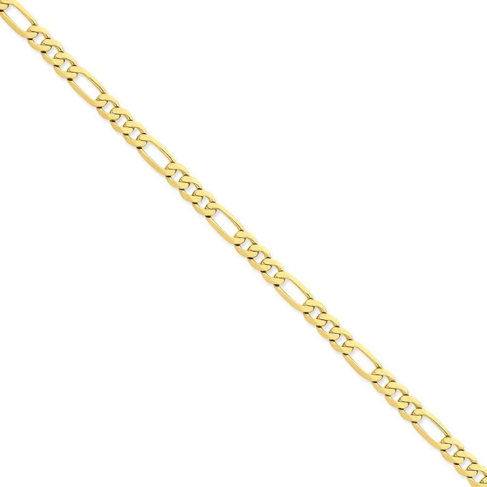 14k Yellow Gold 6.25-mm Flat Solid Figaro Chain