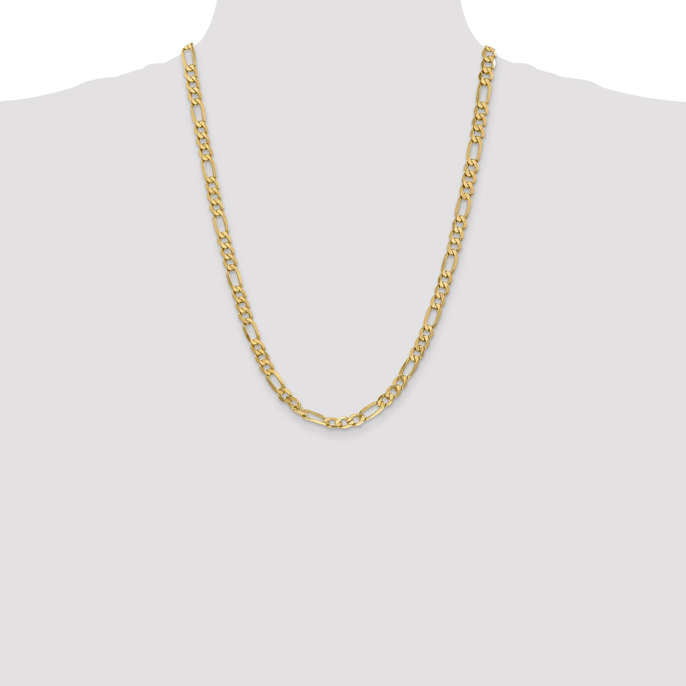 14k Yellow Gold 6.25-mm Flat Solid Figaro Chain