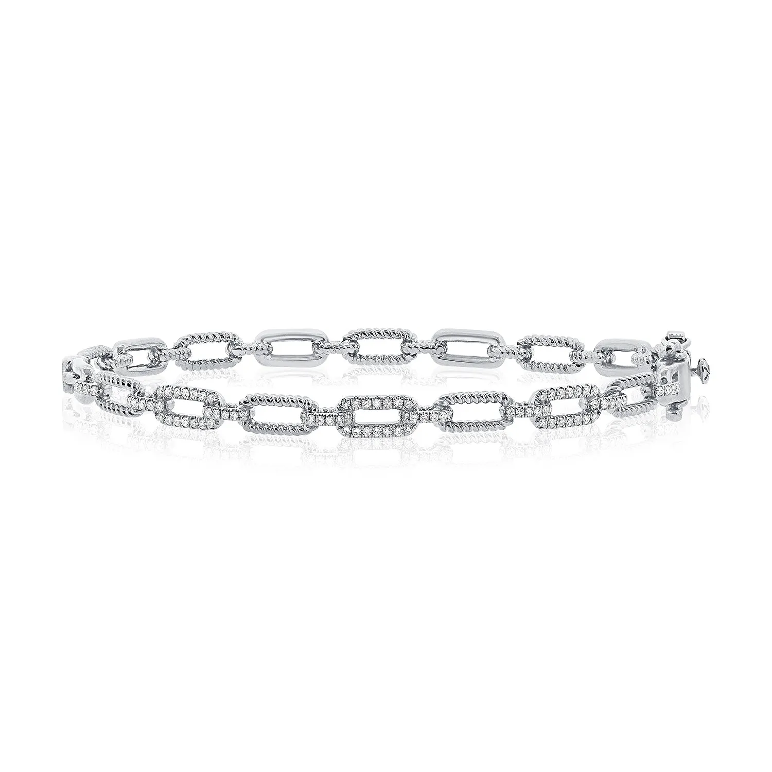 14K Yellow Gold Diamond Link Hinged Bracelet
