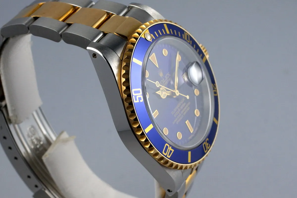 1991 Rolex Two Tone Blue Submariner 16613 UNPOLISHED