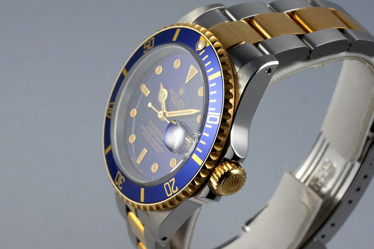 1991 Rolex Two Tone Blue Submariner 16613 UNPOLISHED