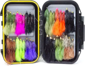 24/36/50/66 Premium Hand Tied Fly Fishing Flies Assortment | Waterproof Fly Boxes | Dry, Wet, Nymphs, Streamers, Wooly Buggers, Terrestrials | Trout, Bass Lure Set, Kit, Gift