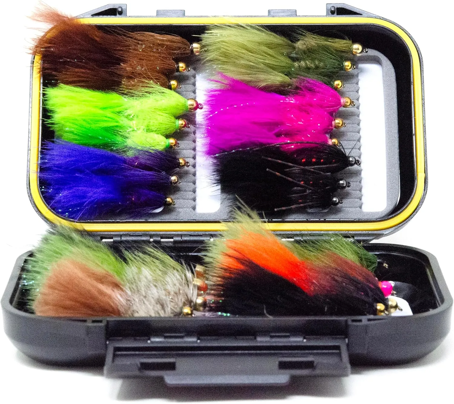 24/36/50/66 Premium Hand Tied Fly Fishing Flies Assortment | Waterproof Fly Boxes | Dry, Wet, Nymphs, Streamers, Wooly Buggers, Terrestrials | Trout, Bass Lure Set, Kit, Gift