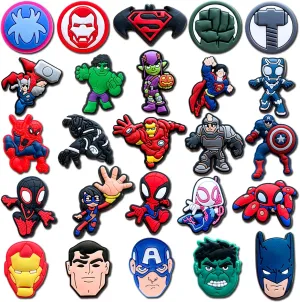 25 40Pcs Hero Charms for Shoe, Superhero Shoe Charms for Clogs Sandals Decoration