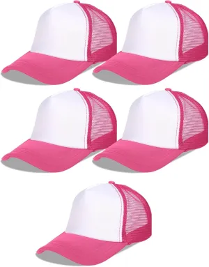5 Pcs Sublimation Blank Trucker Hats Bulk Mesh Baseball Cap Polyester Mesh Trucker Hat Adjustable Buckle for Men Women