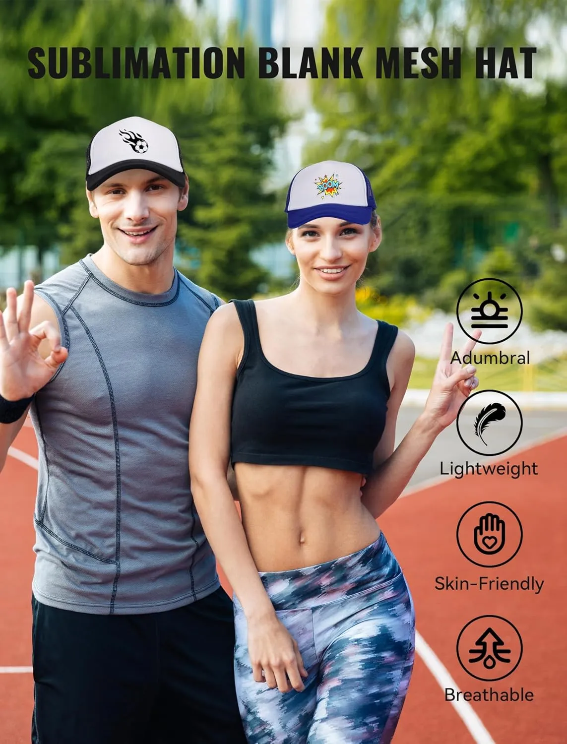 5 Pcs Sublimation Blank Trucker Hats Bulk Mesh Baseball Cap Polyester Mesh Trucker Hat Adjustable Buckle for Men Women