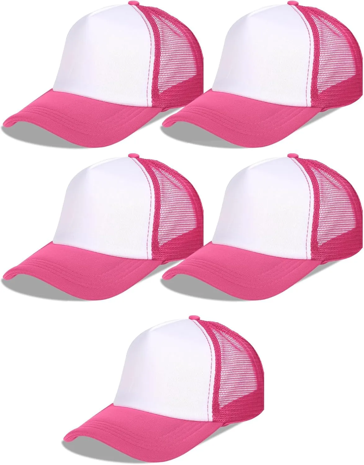 5 Pcs Sublimation Blank Trucker Hats Bulk Mesh Baseball Cap Polyester Mesh Trucker Hat Adjustable Buckle for Men Women