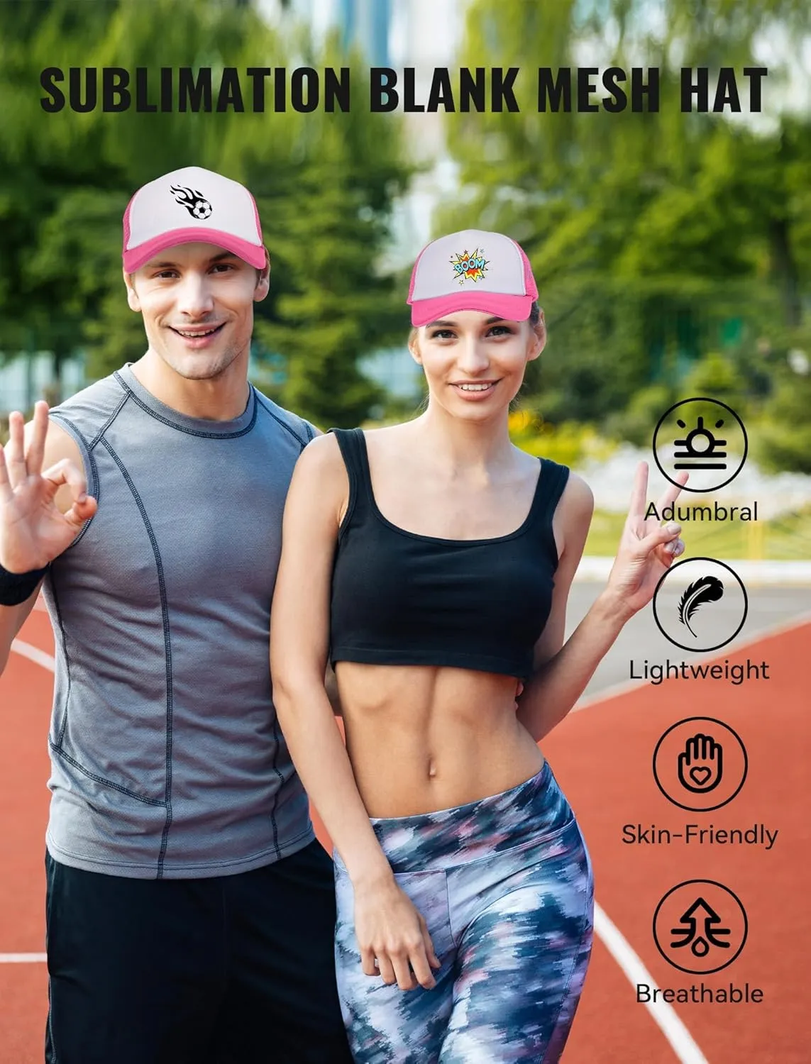 5 Pcs Sublimation Blank Trucker Hats Bulk Mesh Baseball Cap Polyester Mesh Trucker Hat Adjustable Buckle for Men Women
