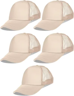 5 Pcs Sublimation Blank Trucker Hats Bulk Mesh Baseball Cap Polyester Mesh Trucker Hat Adjustable Buckle for Men Women