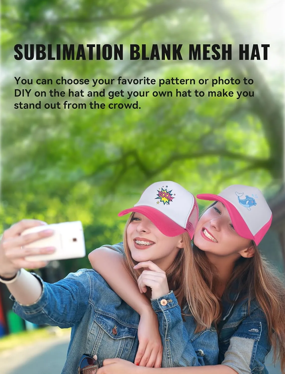 5 Pcs Sublimation Blank Trucker Hats Bulk Mesh Baseball Cap Polyester Mesh Trucker Hat Adjustable Buckle for Men Women