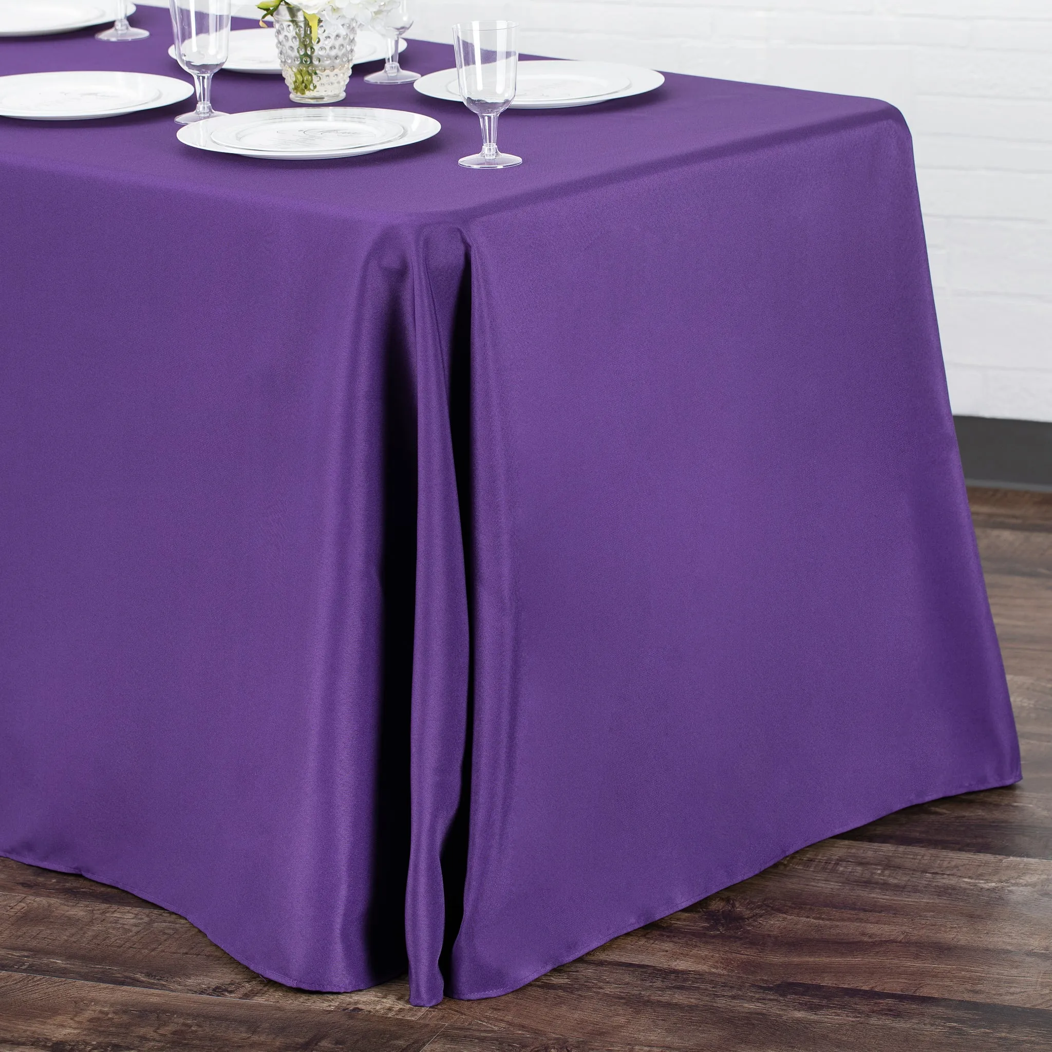 90"x132" Rectangular Oblong Polyester Tablecloth - Purple