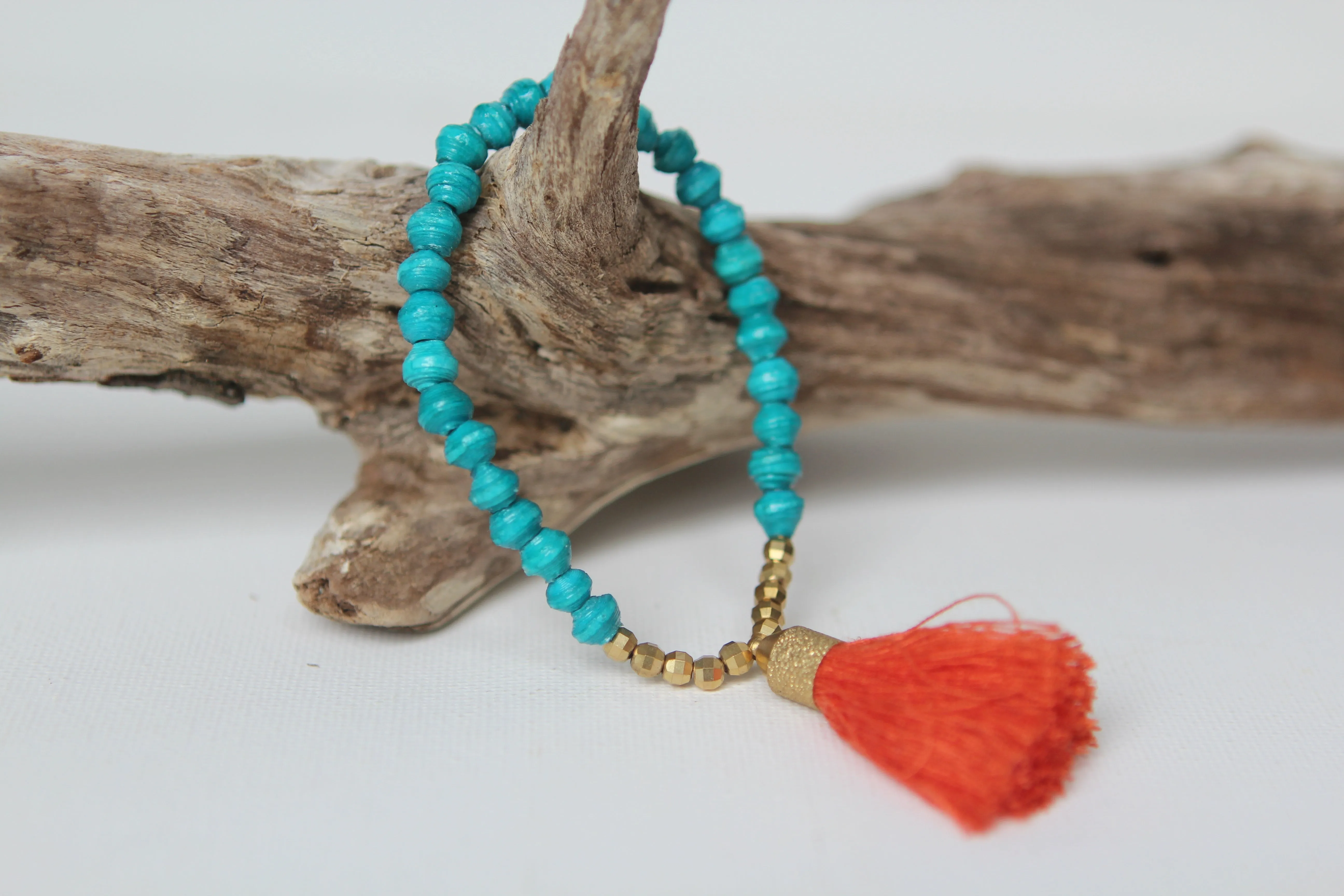 Ajuna Bracelet - Tassel Peacock Orange