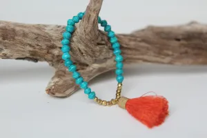 Ajuna Bracelet - Tassel Peacock Orange