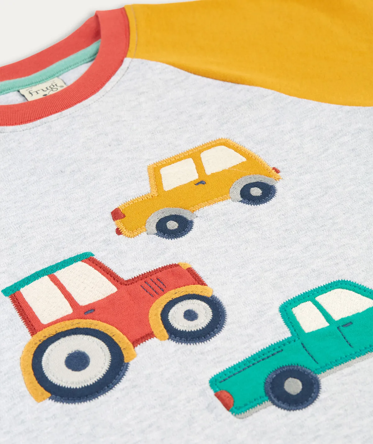 Alfie Raglan Top - Grey Marl/Vehicles