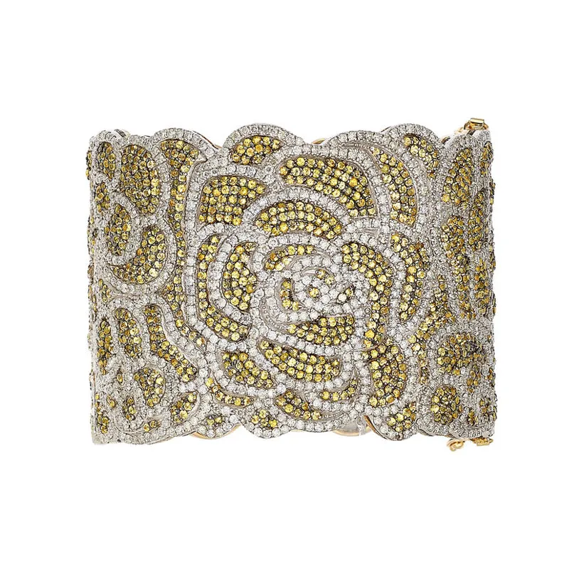 Artisan Yellow Sapphire Diamond Two-Tone Gold Rose Bracelet