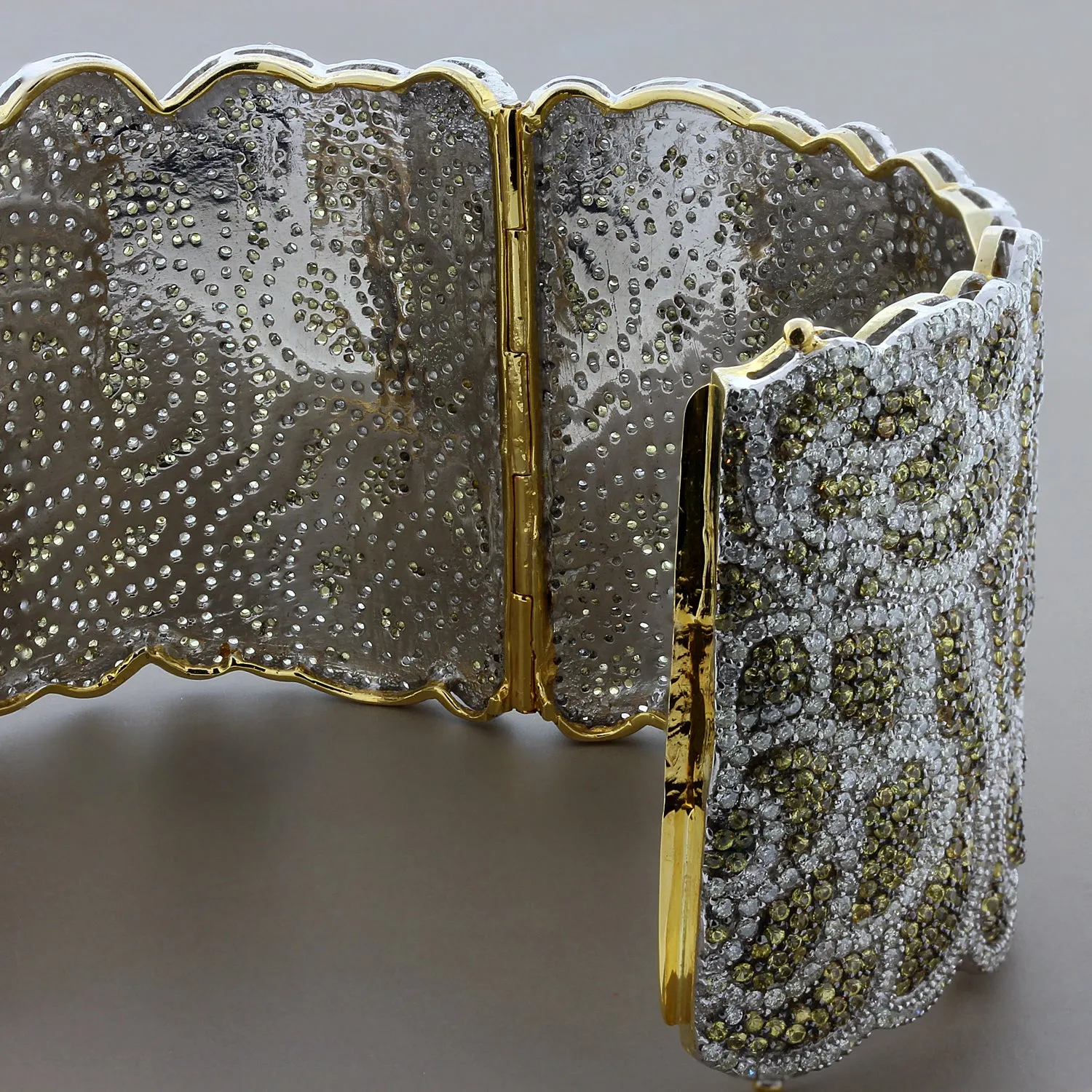 Artisan Yellow Sapphire Diamond Two-Tone Gold Rose Bracelet