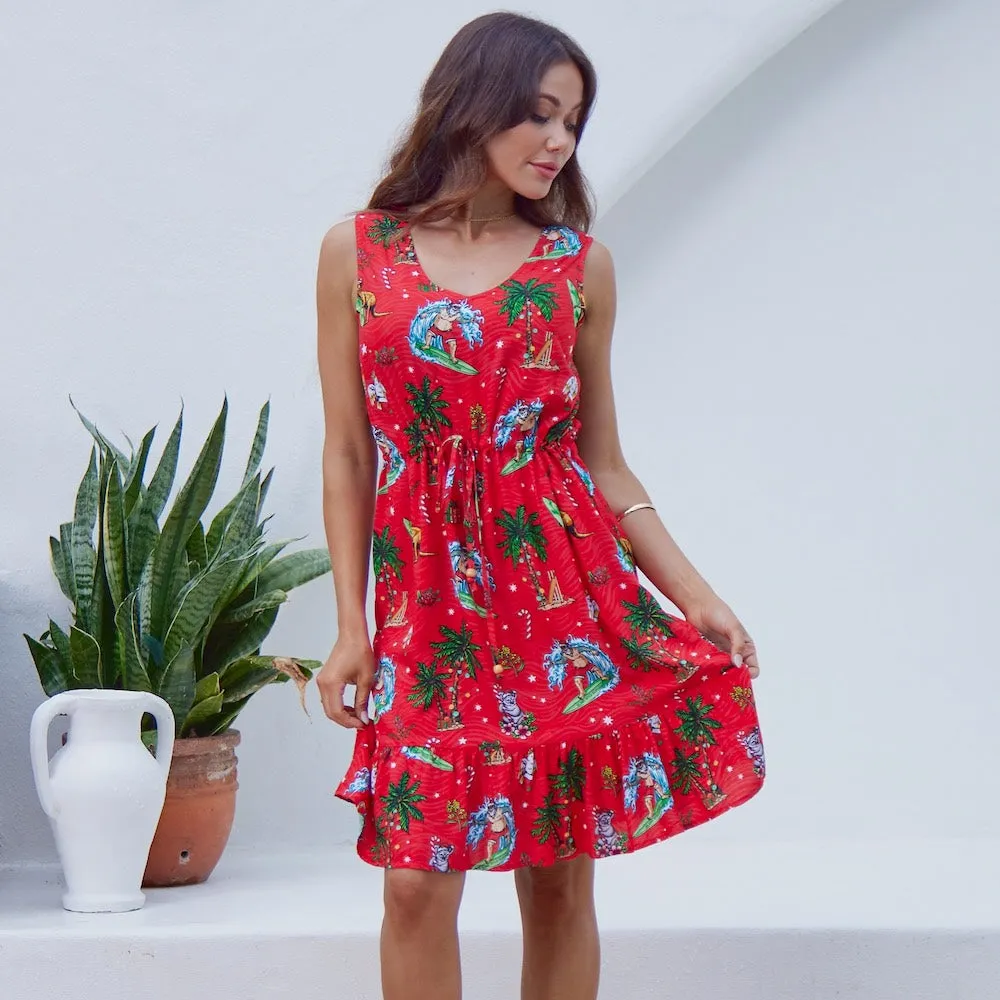 Aussie Christmas Red - Mens Shirt & Womens Dress - Couples Set