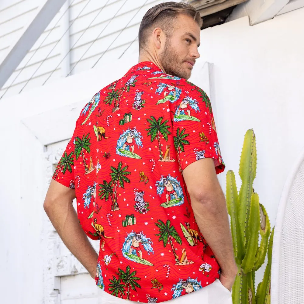 Aussie Christmas Red - Mens Shirt & Womens Dress - Couples Set