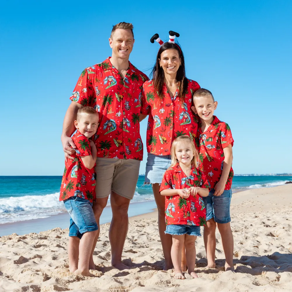 Aussie Christmas Red - Mens Shirt & Womens Dress - Couples Set