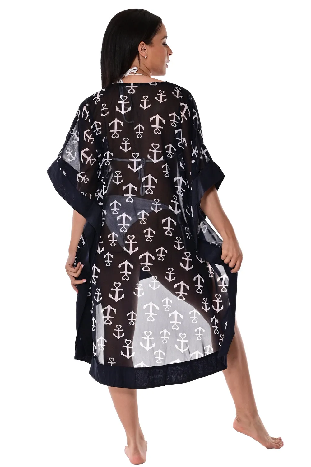 Azucar Ladies Sheer Tunic Beach Cover-Up w/Anchors in (2) Colors - LPT1747