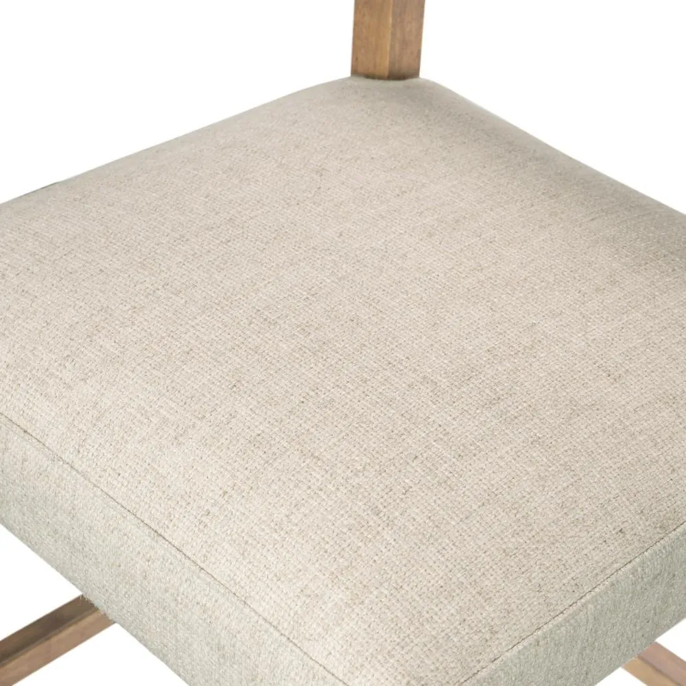 Beige Leather Back Counter Height Bar Stool with Performance Fabric Seat Cushion