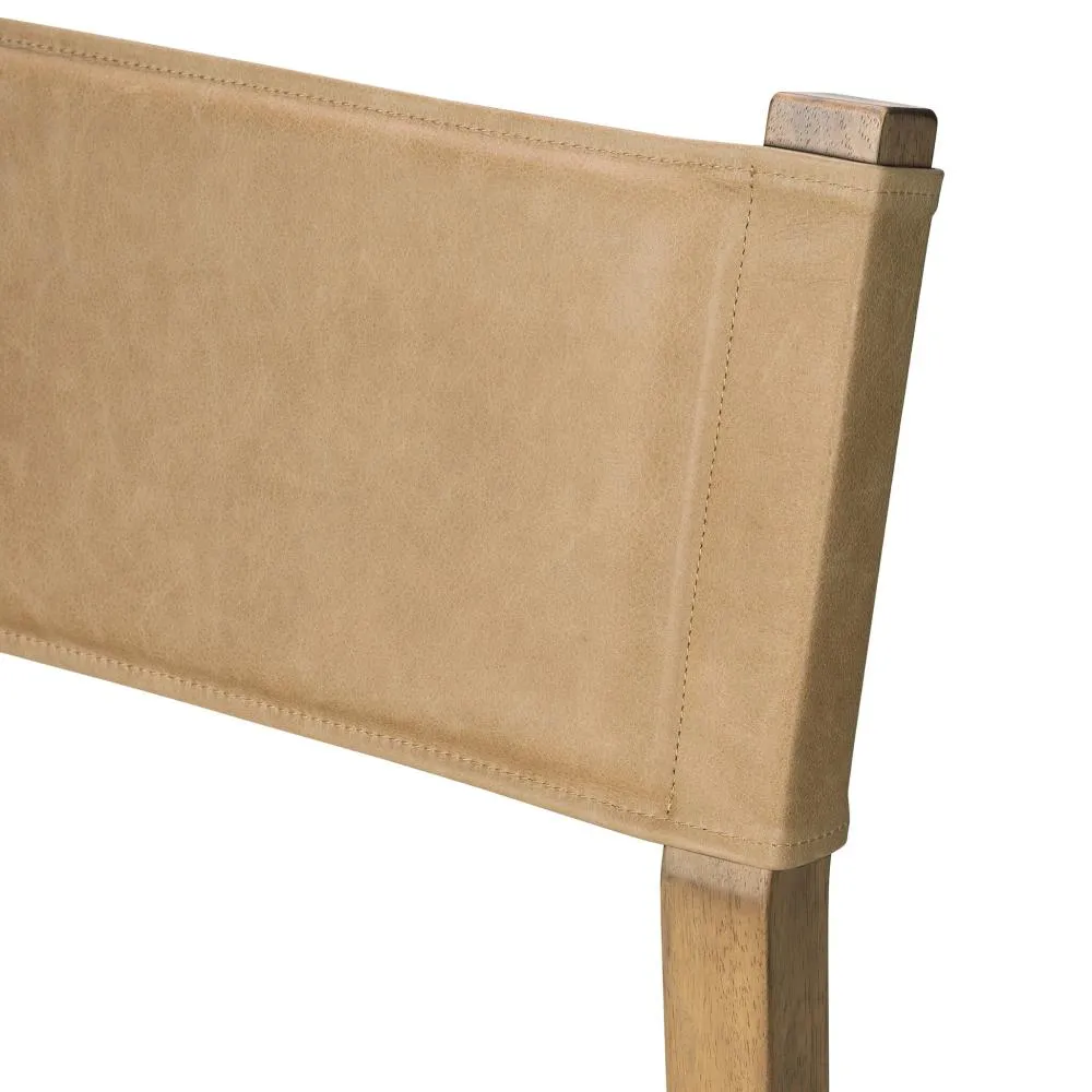 Beige Leather Back Counter Height Bar Stool with Performance Fabric Seat Cushion
