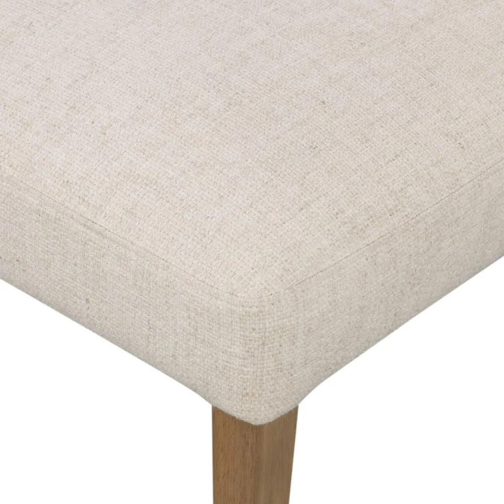 Beige Leather Back Dining Chair with Performance Fabric Seat Cushion