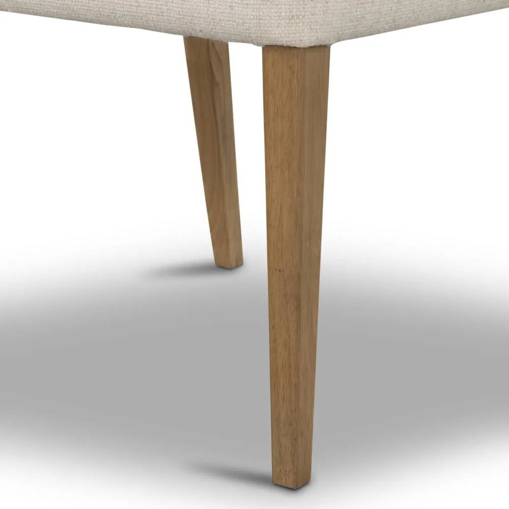 Beige Leather Back Dining Chair with Performance Fabric Seat Cushion