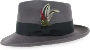Belfry Gangster 100% Wool Stain Resistant Crushable Dress Fedora in Black Grey Navy Brown Pecan