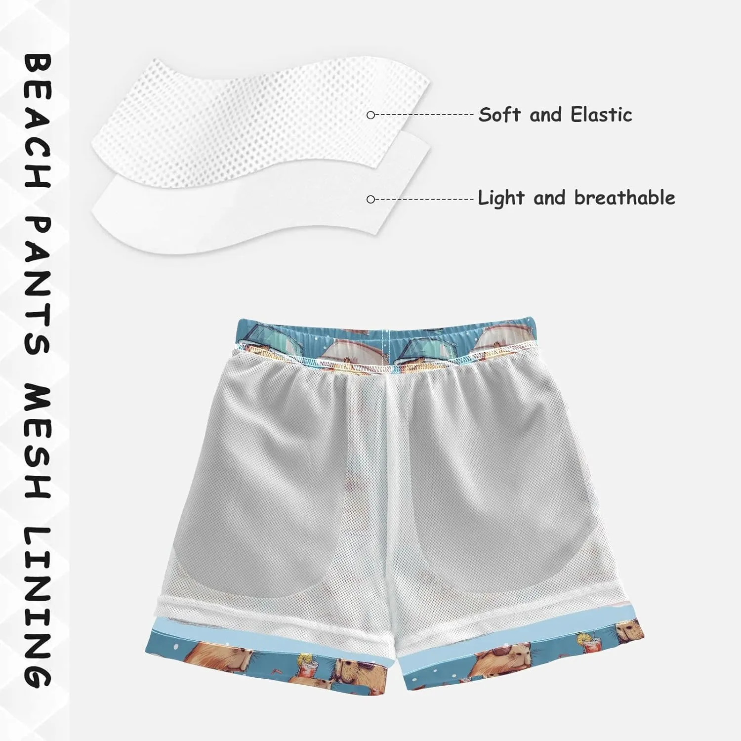 Boy Swim Trunks Quick Dry Swimsuit Bathing Suits Beach Board Shorts with Mesh Lining 8-16Years