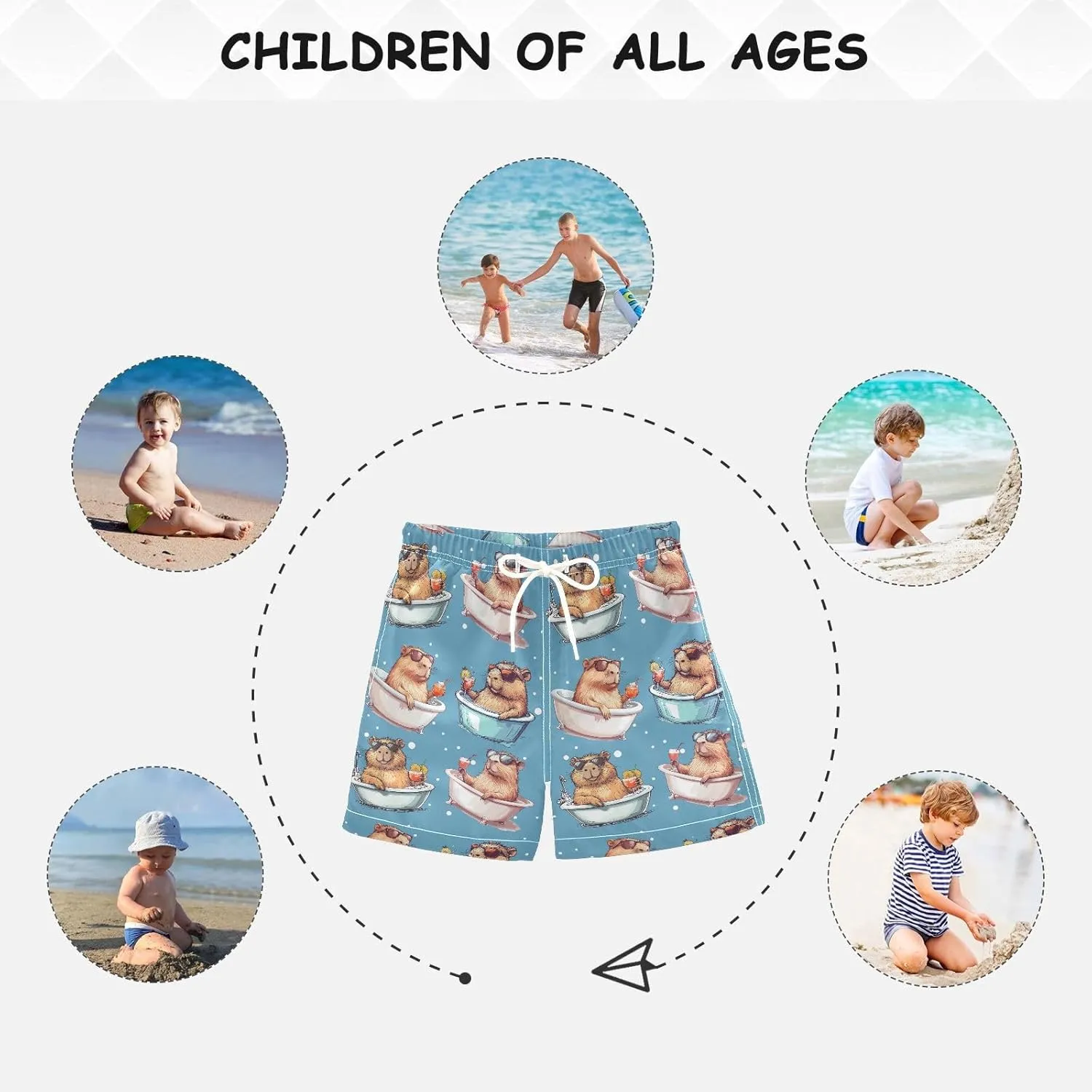 Boy Swim Trunks Quick Dry Swimsuit Bathing Suits Beach Board Shorts with Mesh Lining 8-16Years