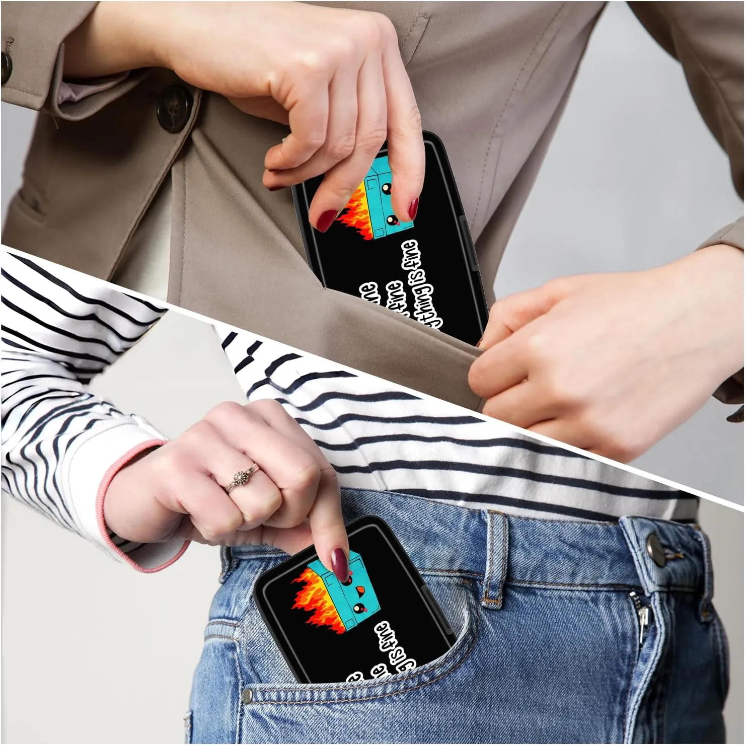 Card Holder Credit Cards Holder for Women RFID wallet women Business Card Holder Wallet Mini Aluminum Card Wallet RFID Blocking Slim Metal Hard Card for Women, Art Dumpster