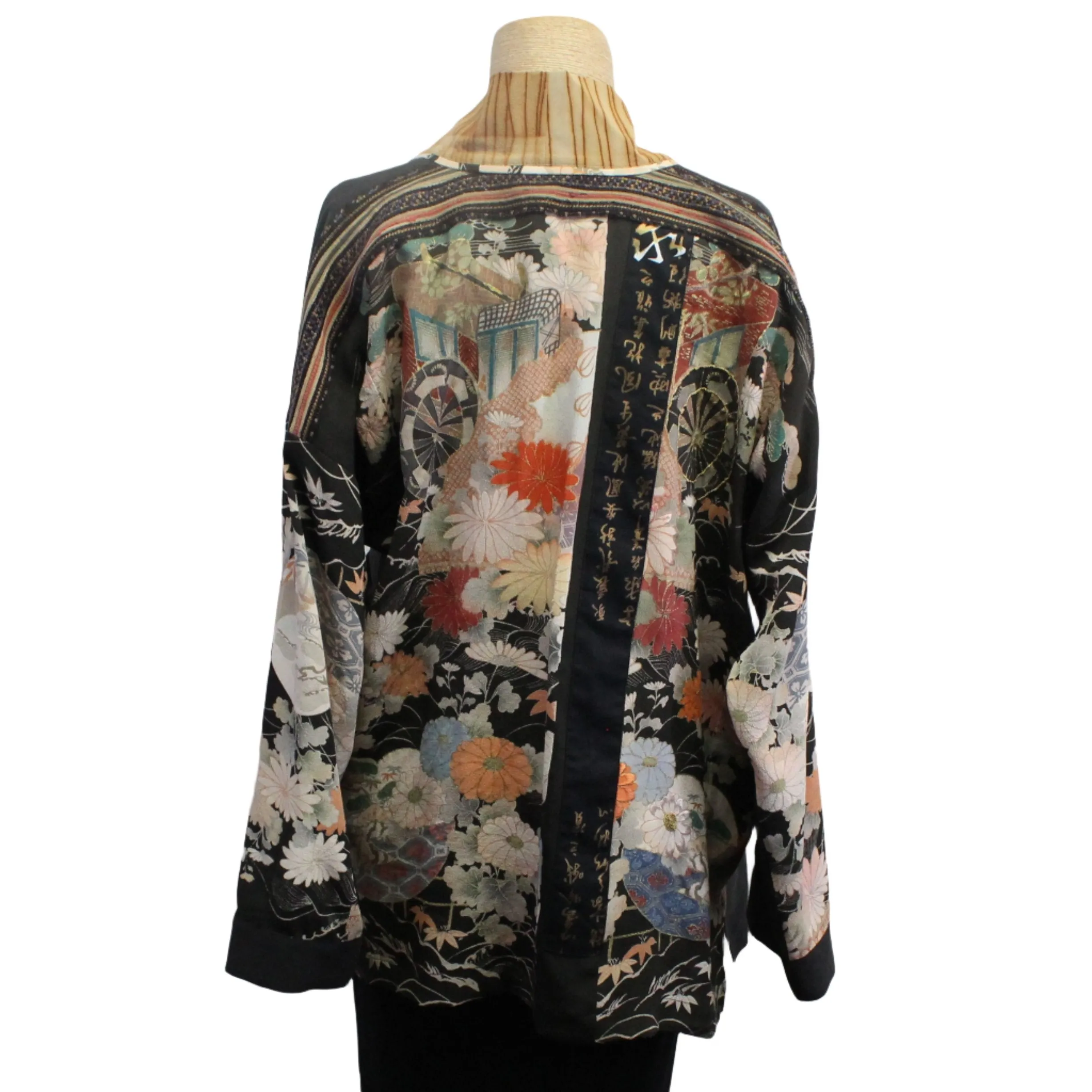 Catherine Bacon Kimono, Kyoko Gardens, Black/Cream/Peach