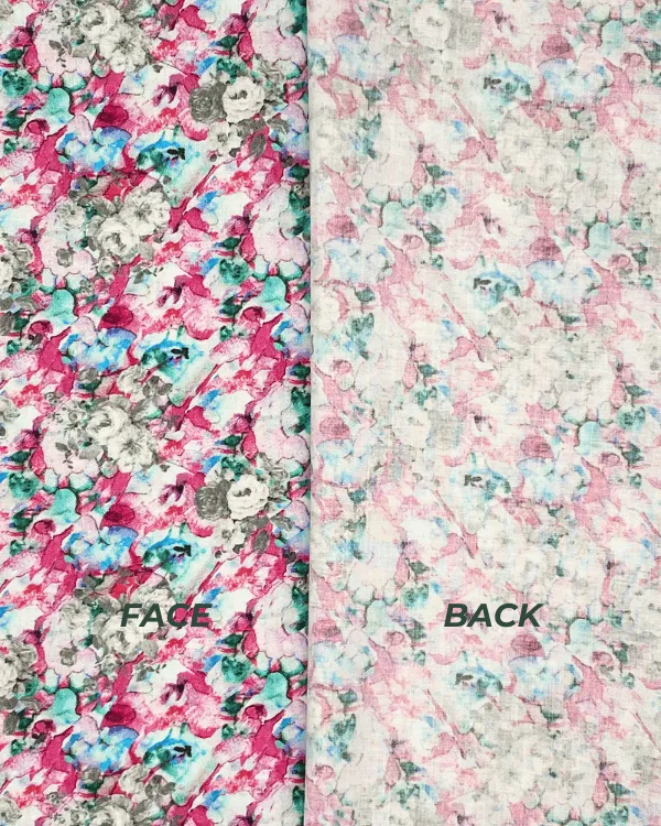 Colorful Blue Pink Floral Fabric | Multicolor Cotton Shirting 58W