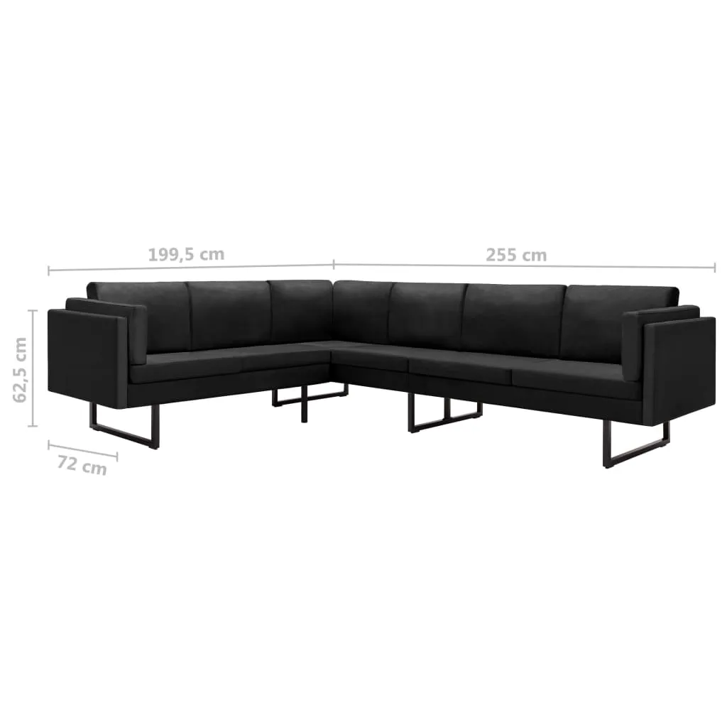 Corner Sofa Black Fabric