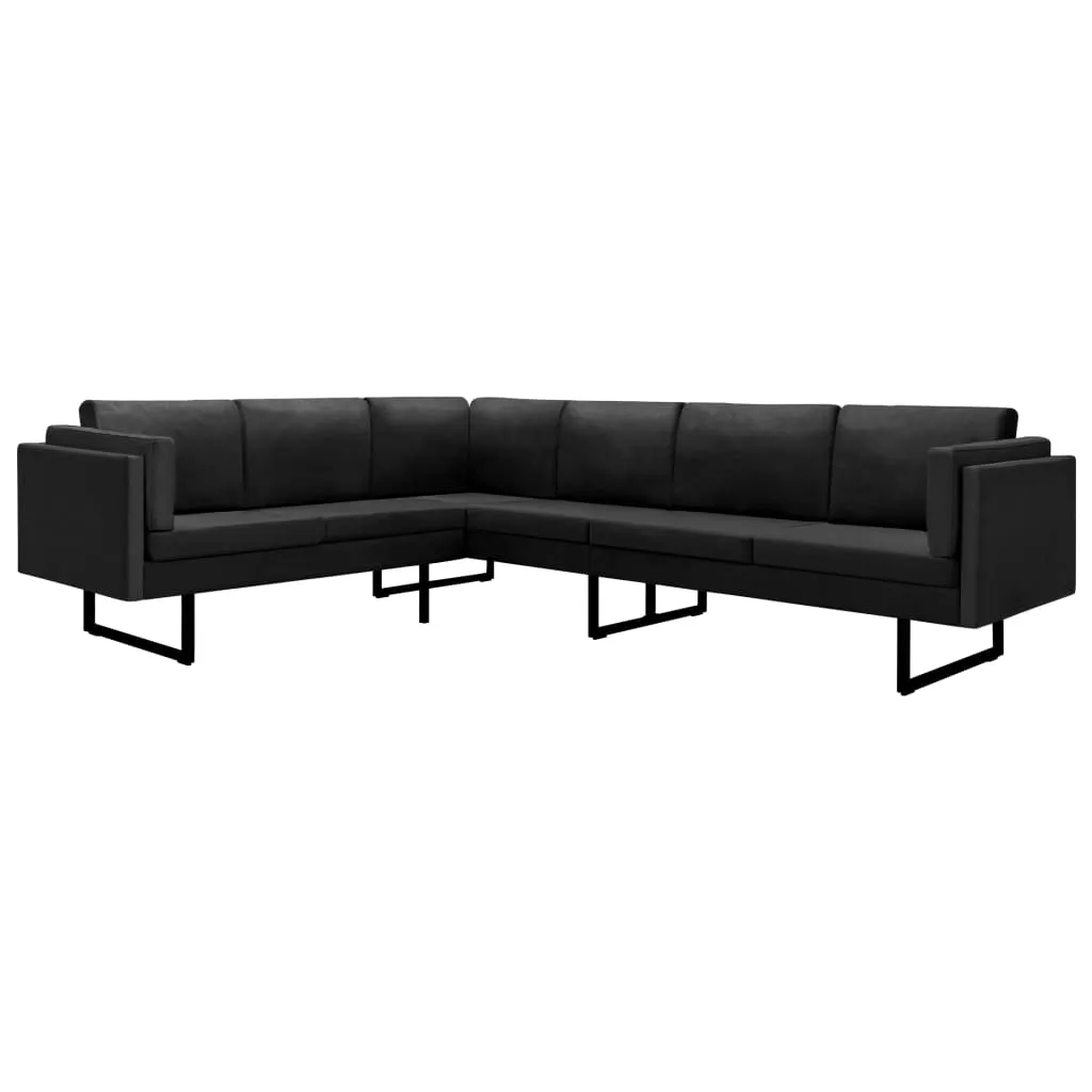 Corner Sofa Black Fabric