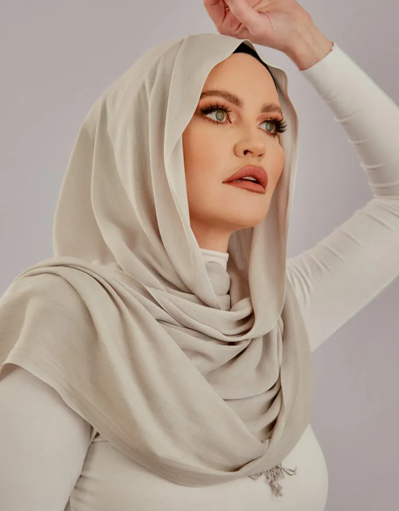 Cotton Tassel Twisted Shawl - Shades of Grey