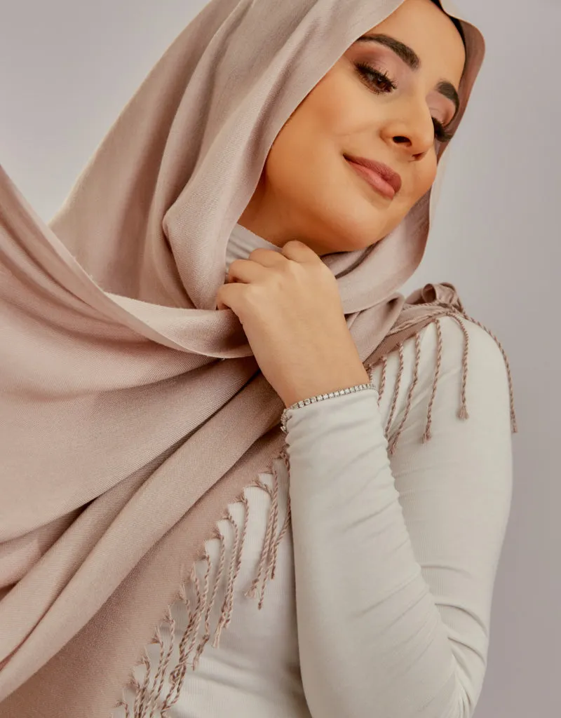 Cotton Tassel Twisted Shawl - Shades of Grey