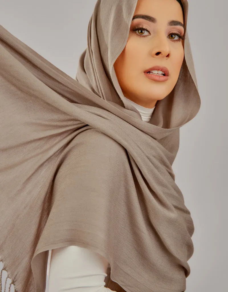 Cotton Tassel Twisted Shawl - Shades of Grey