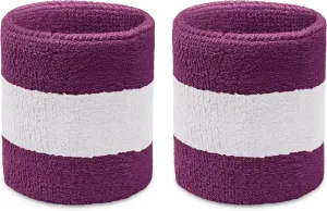 COUVER Terry Cloth 2 Colors Stripes Terry Striped Wristbands Wrist Sweatband for Any Sports, 1 Pair