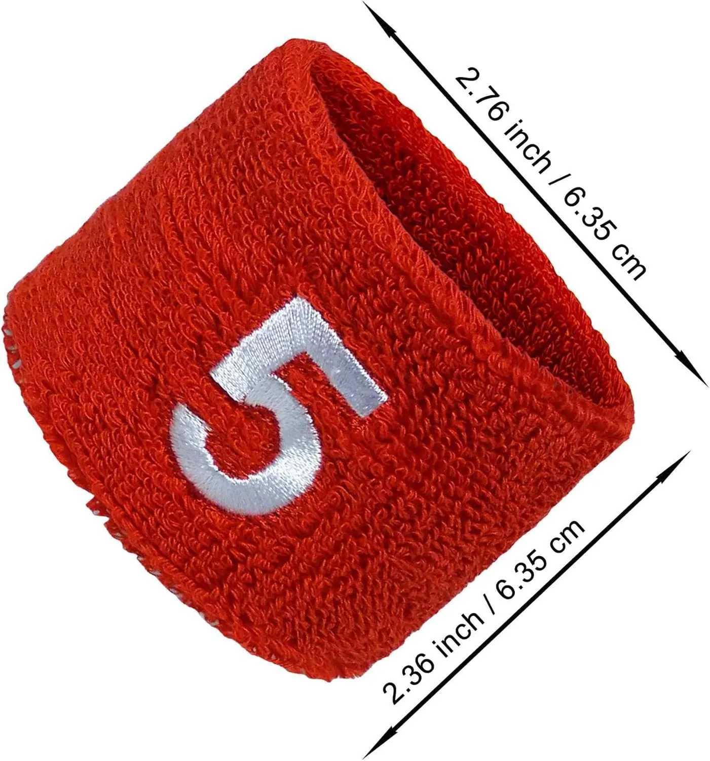 Couver Unisex Red Sports/Athletic with Number Embroidery Sweat Wristband, One Size, 1 Piece