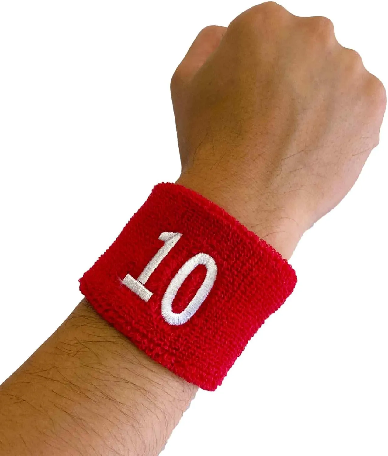 Couver Unisex Red Sports/Athletic with Number Embroidery Sweat Wristband, One Size, 1 Piece