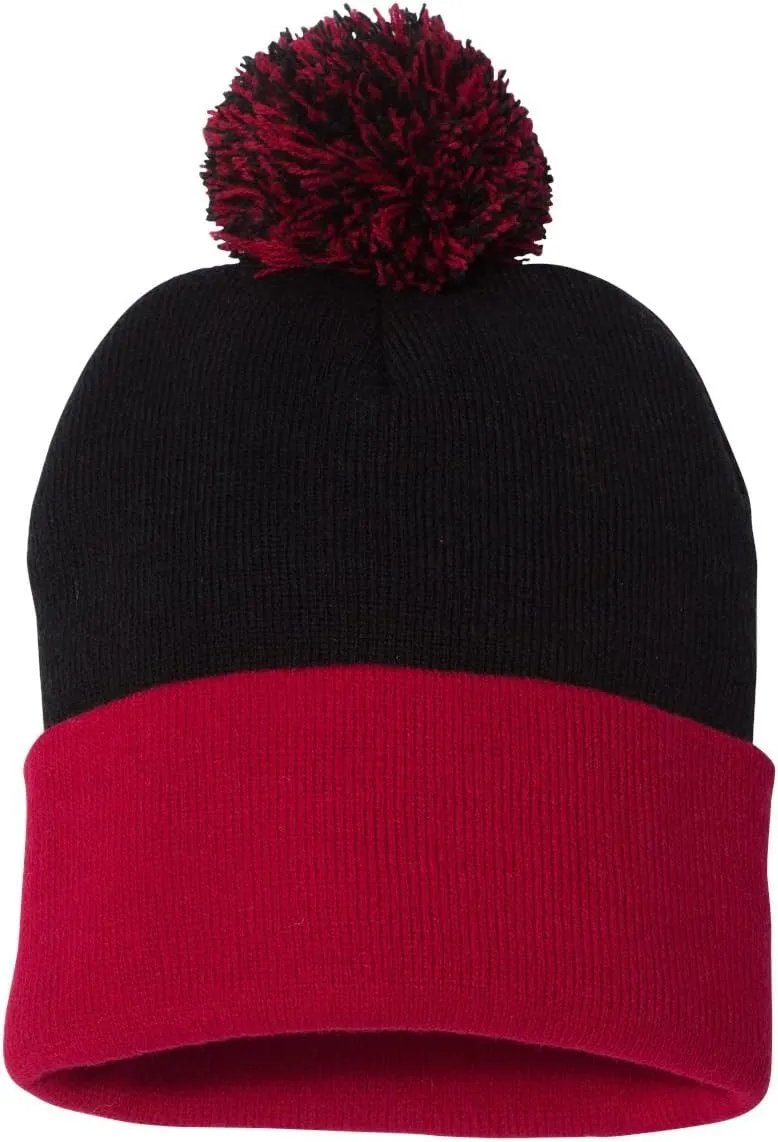 Custom Embroidered Beanie Men Women Unisex Cuffed Knit Pom Skull Cap Hat