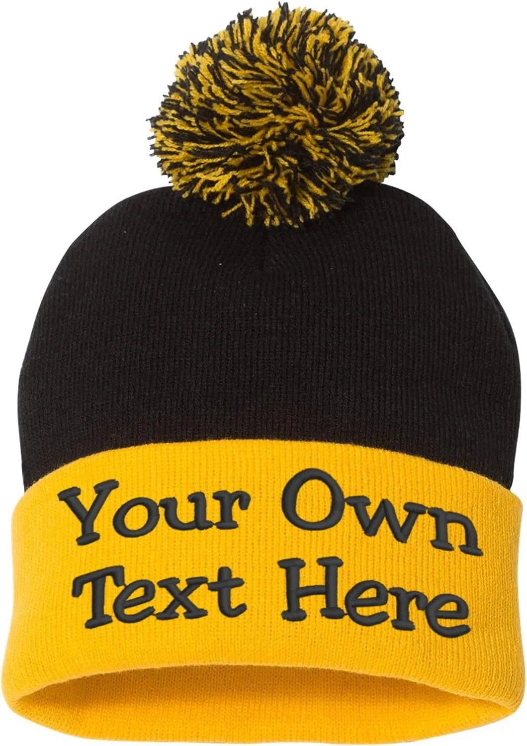 Custom Embroidered Beanie Men Women Unisex Cuffed Knit Pom Skull Cap Hat