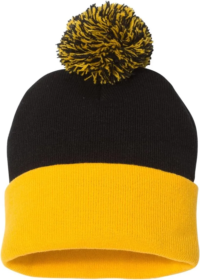 Custom Embroidered Beanie Men Women Unisex Cuffed Knit Pom Skull Cap Hat
