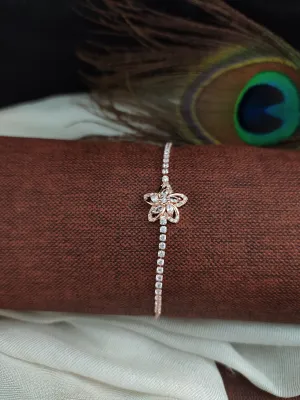 Delicate Dance of Blossoms Floral Design Gold & Rose Gold Plated Chain Bracelet