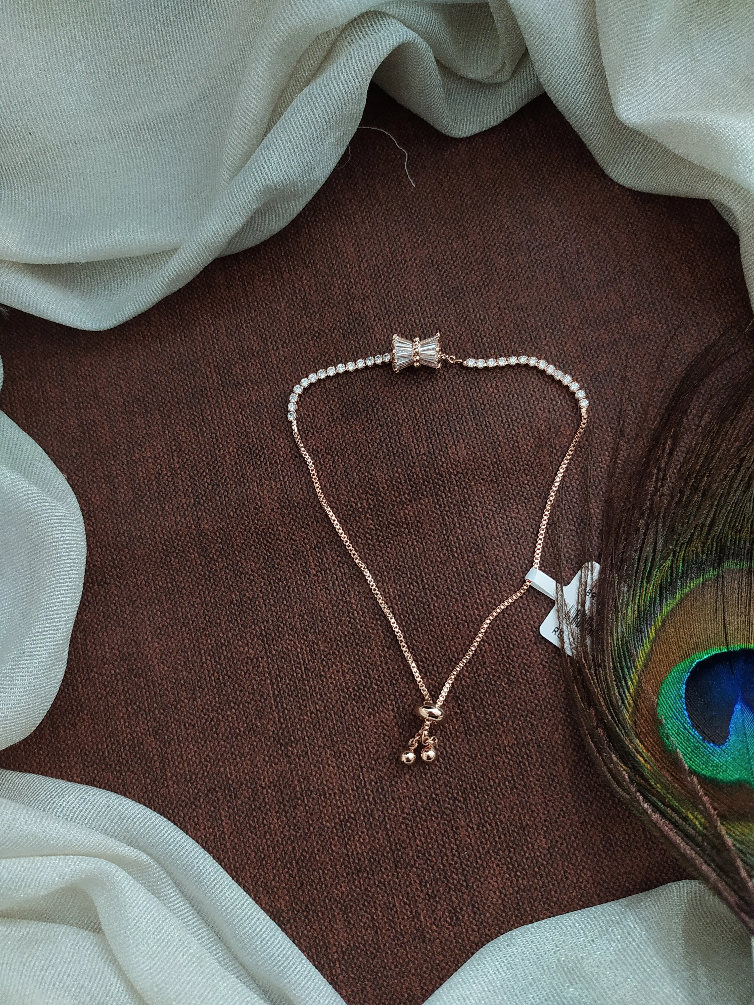 Delicate Dance of Two Tones Gold and Rose Gold Plated Zircon Chain Bracelet