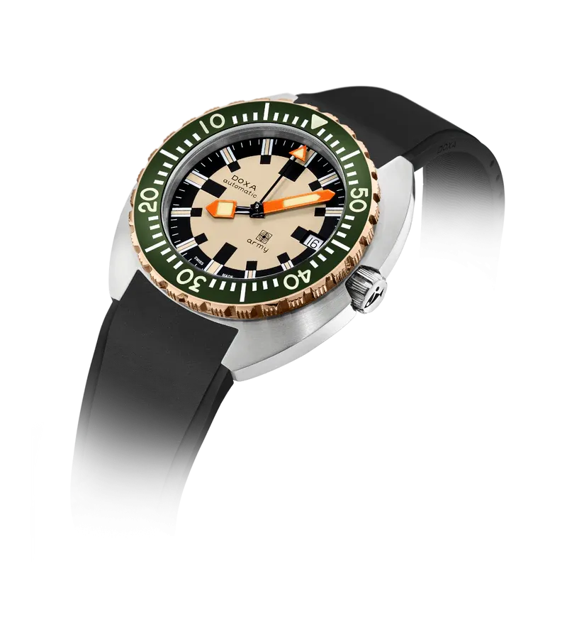 DOXA Army Bronze Bezel Rubber Strap Black - 785.60.031.10