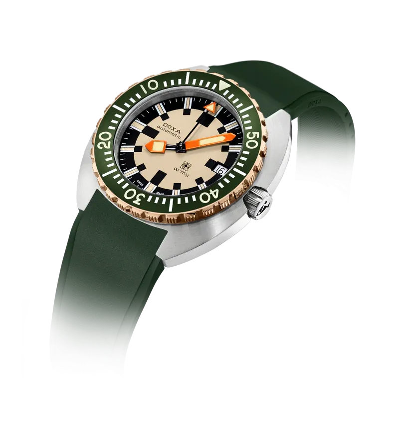 DOXA Army Bronze Bezel Rubber Strap Green - 785.60.031.10