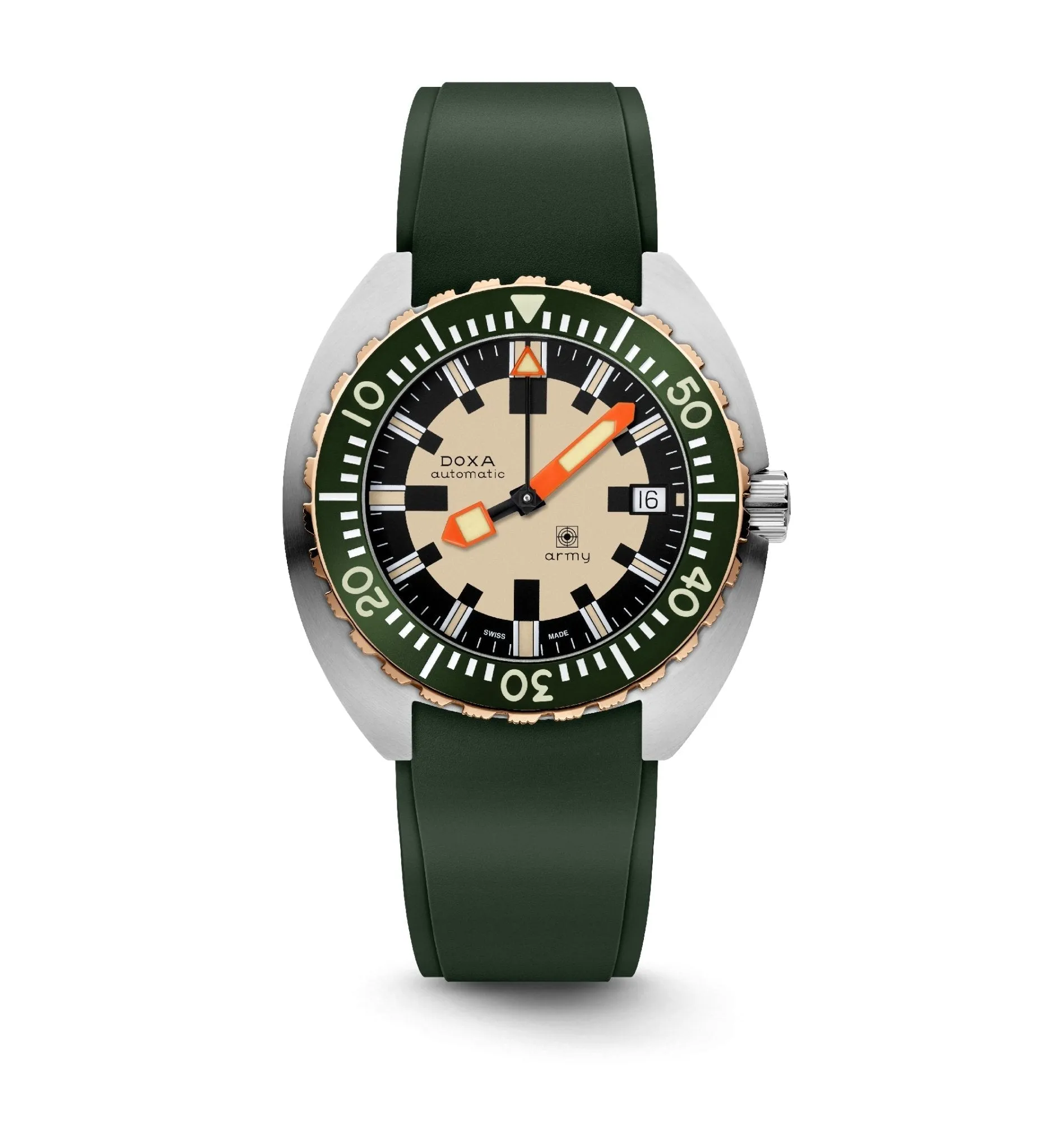 DOXA Army Bronze Bezel Rubber Strap Green - 785.60.031.10